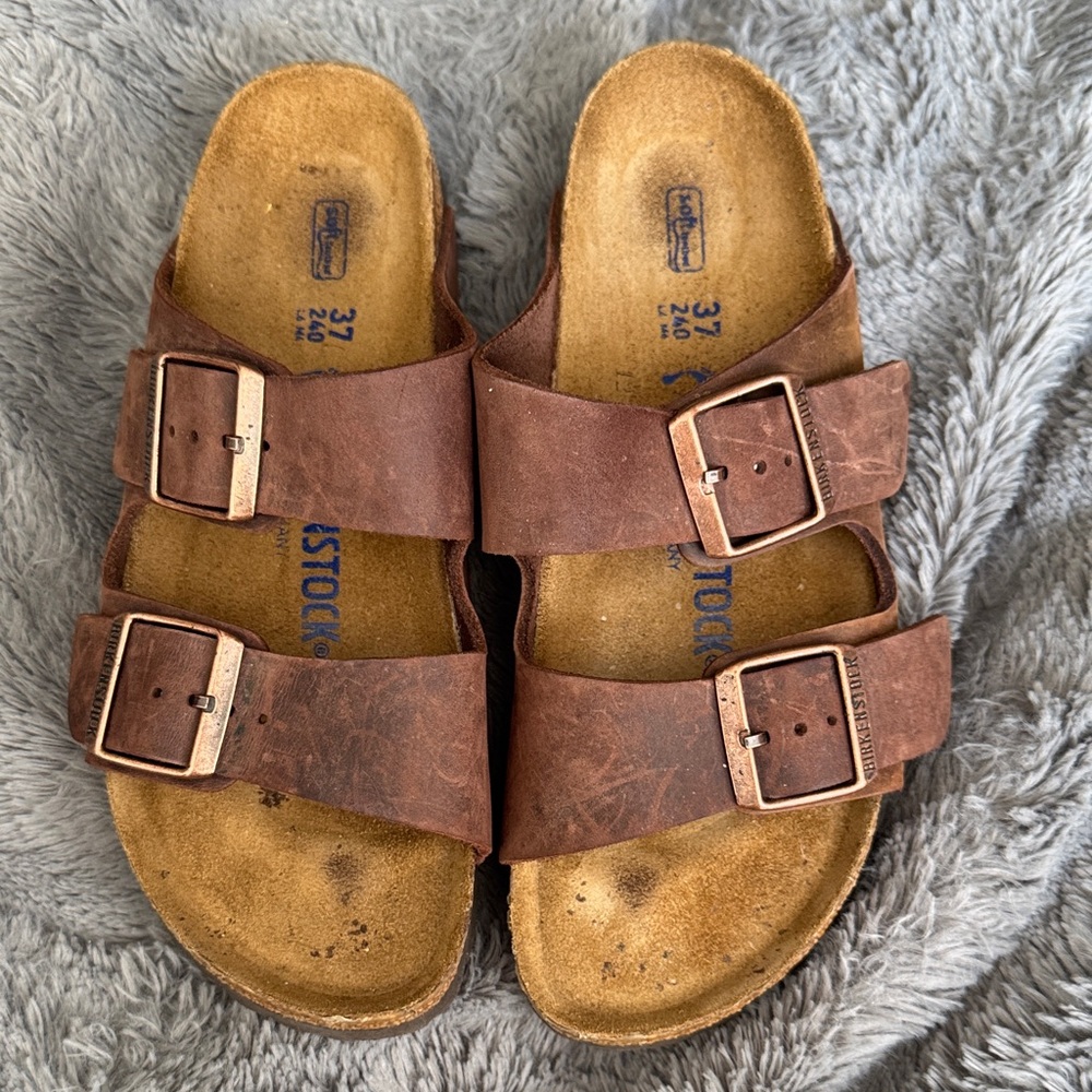 Birkenstock Rustic Brown Double-Strap Sandals